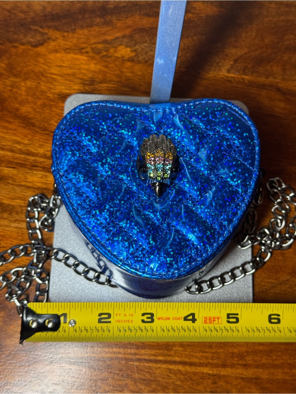 Sparkling Blue Heart Mini Crossbody Bag. No Brand.